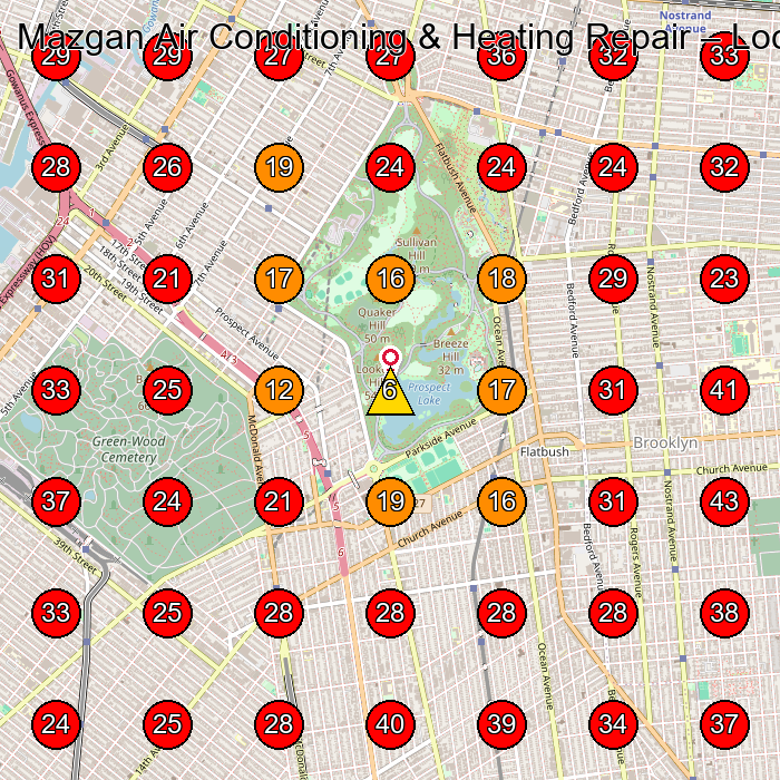 Mazgan Air Conditioning & Heating Repair GeoGrid visibility map for Hvac Contractor in Brooklyn